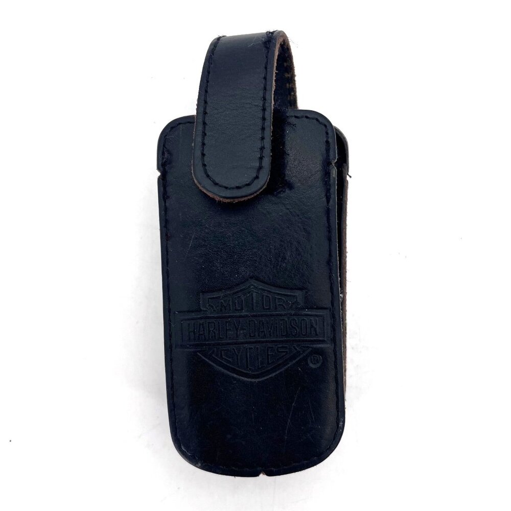 Harley-Davidson Motorcycle Black Leather Belt Loop Knife Case Sheath Key Holder